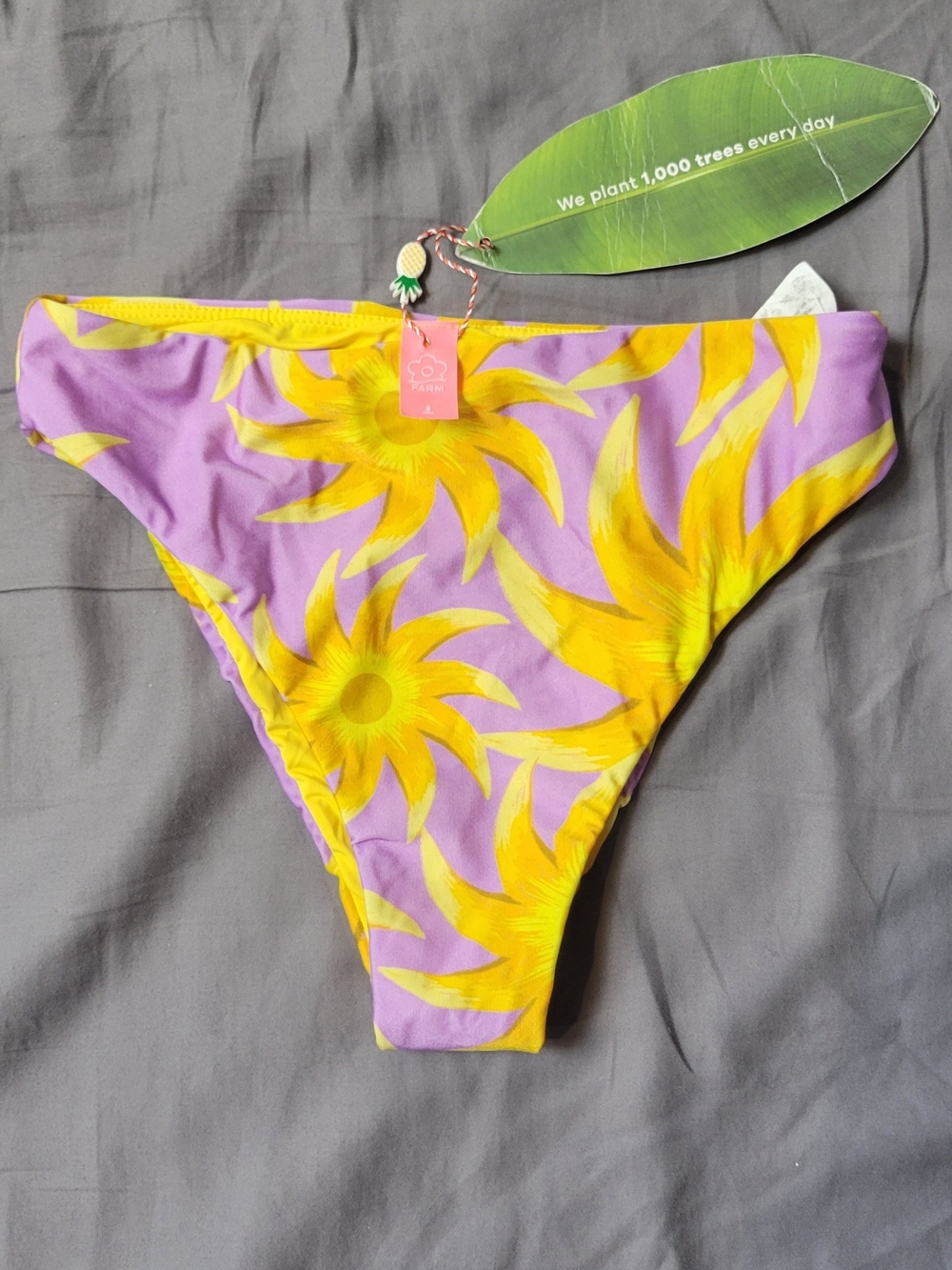 FARM Rio Lavender & Yellow Sunflower Print Bikini Bottom
